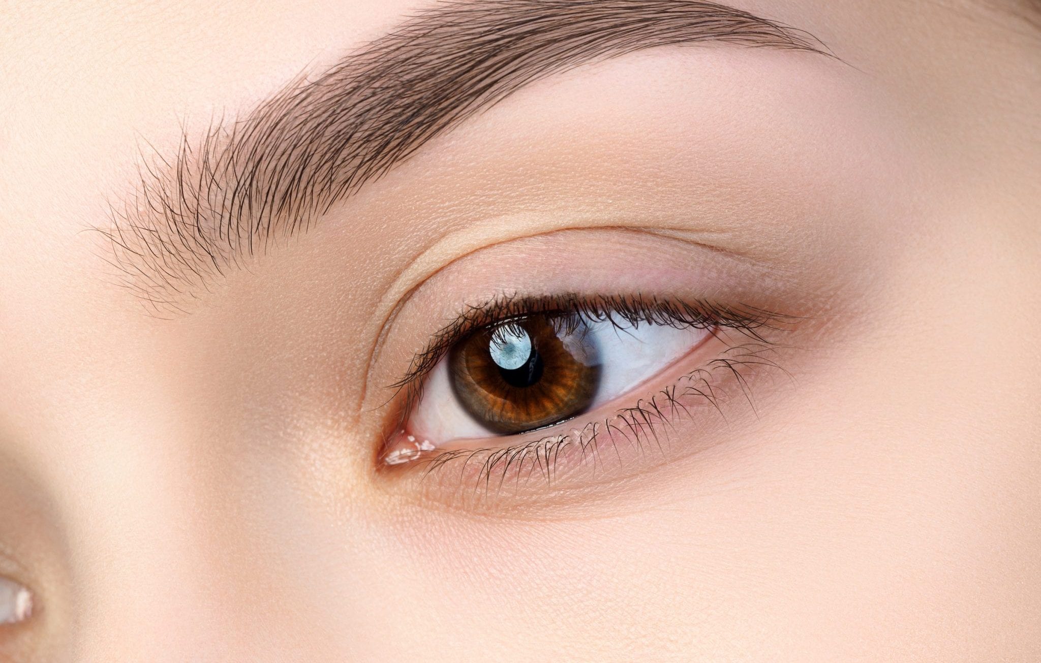 Close up of a woman's brown eye