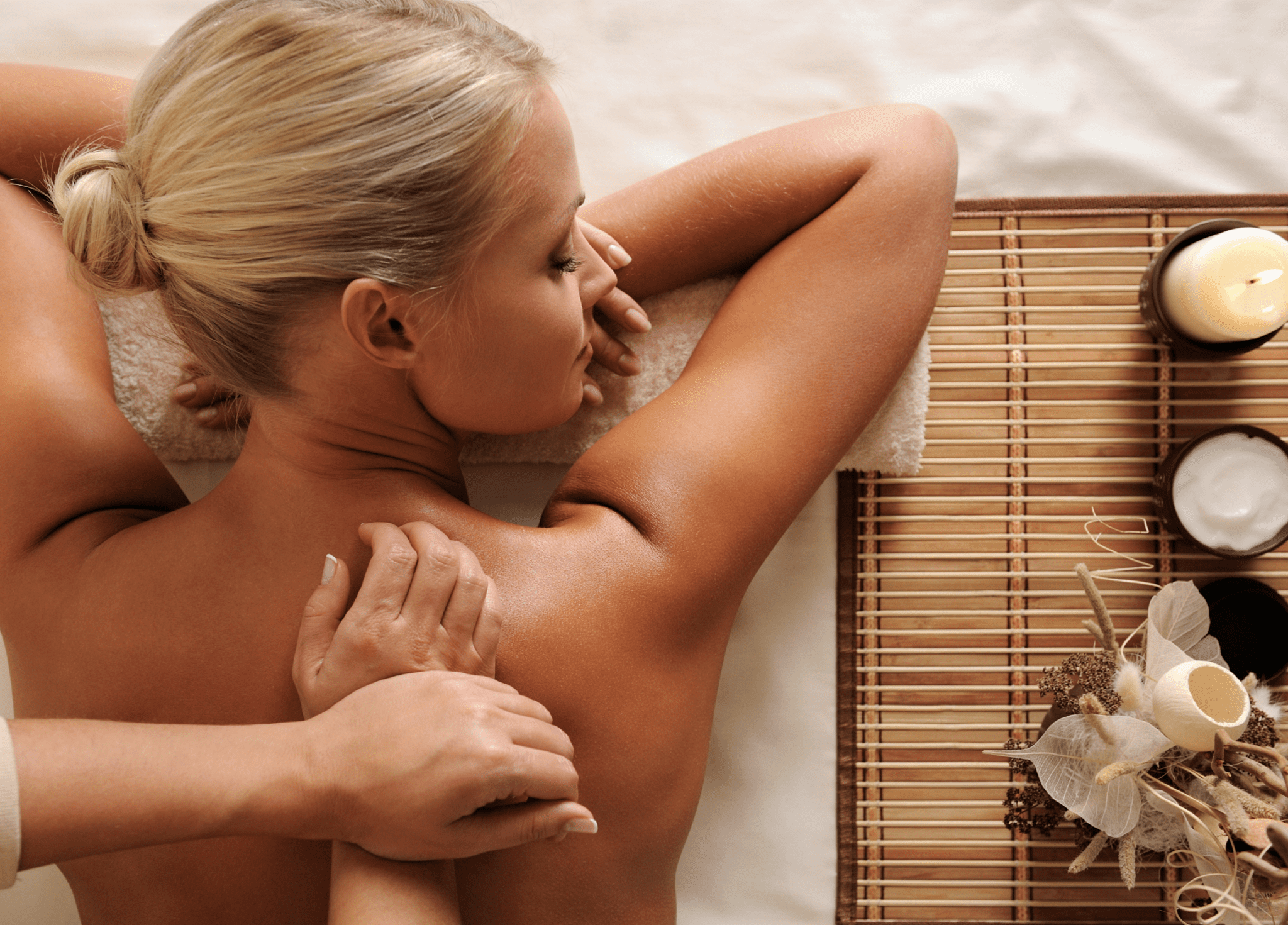 blonde woman getting massage
