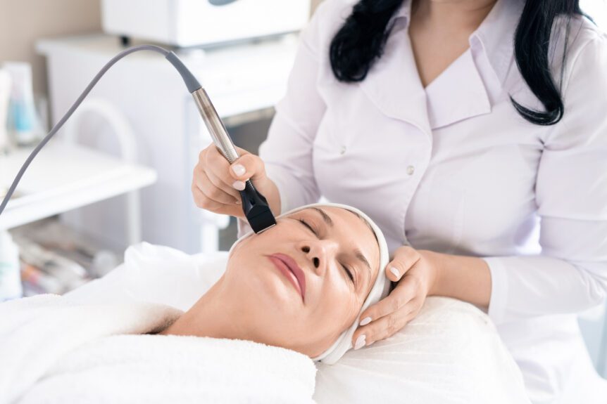 woman getting face procedure